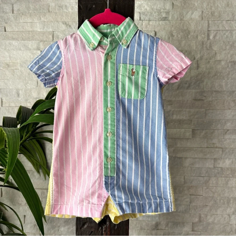 Ralph Lauren Pastel Multicolor Oxford Stripe Shirtall Size 3 Month